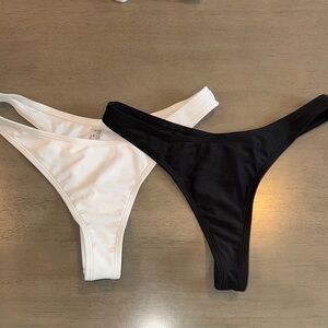 Black and White Thong Bikini Bottoms